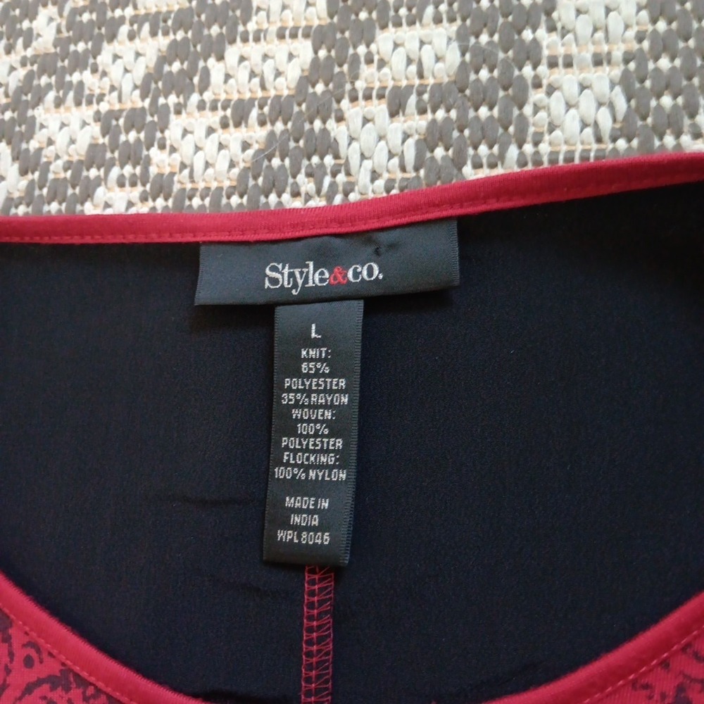 Y2K Long Sleeve T Shirt Womens Large Red with Velvet Texture Scuba Back Goth - Picture 7 of 11